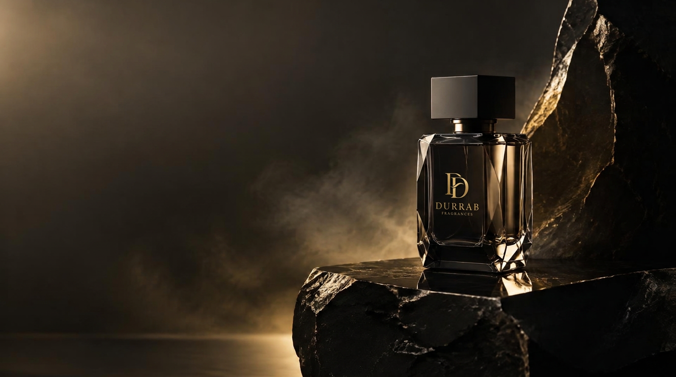 Durrab Fragrances perfume on obsidian stone